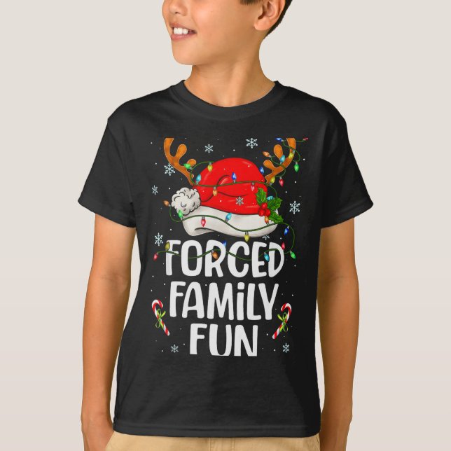 Camiseta Forced Family Fun Sarcastic Christmas Funny Men Wo (Frente)