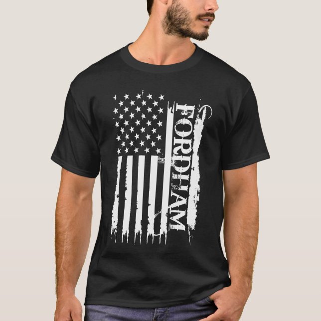 Camiseta Fordham Estados Unidos se afligiram com bandeira d (Frente)