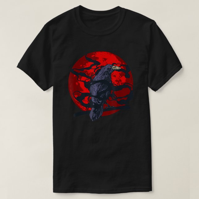 Camiseta Forest Bird Creepy Night Raven Gothic Animal Red M (Frente do Design)