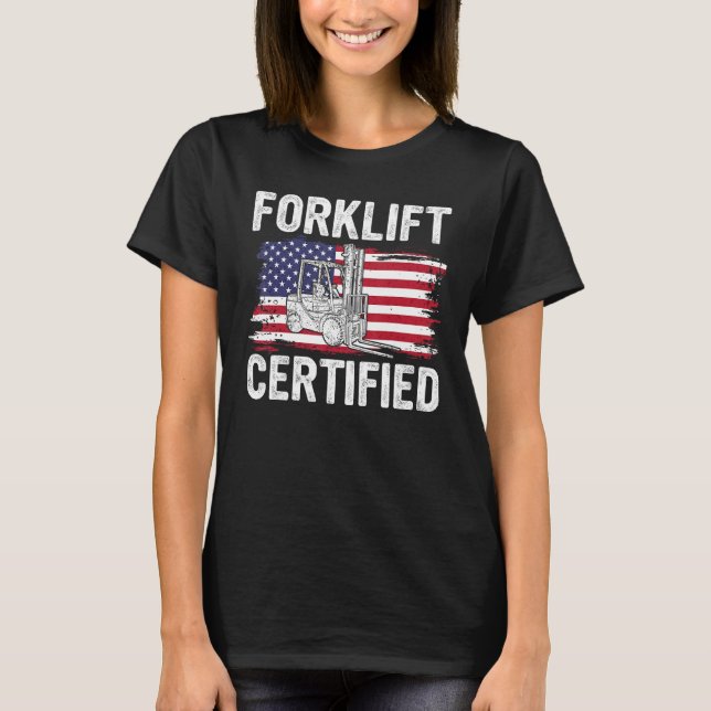 Camiseta Forklift Certified USA Flag  Forklift Operator Men (Frente)