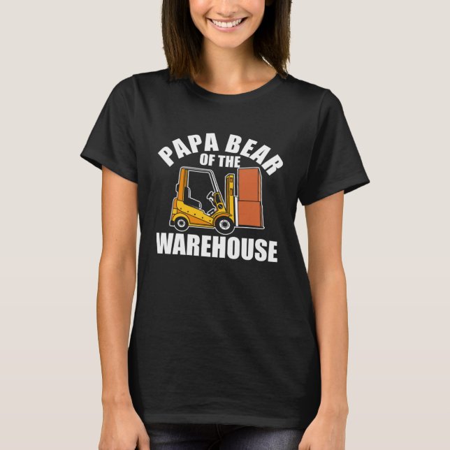 Camiseta Forklift Operator Dad Truck Driver Bear Warehouse (Frente)