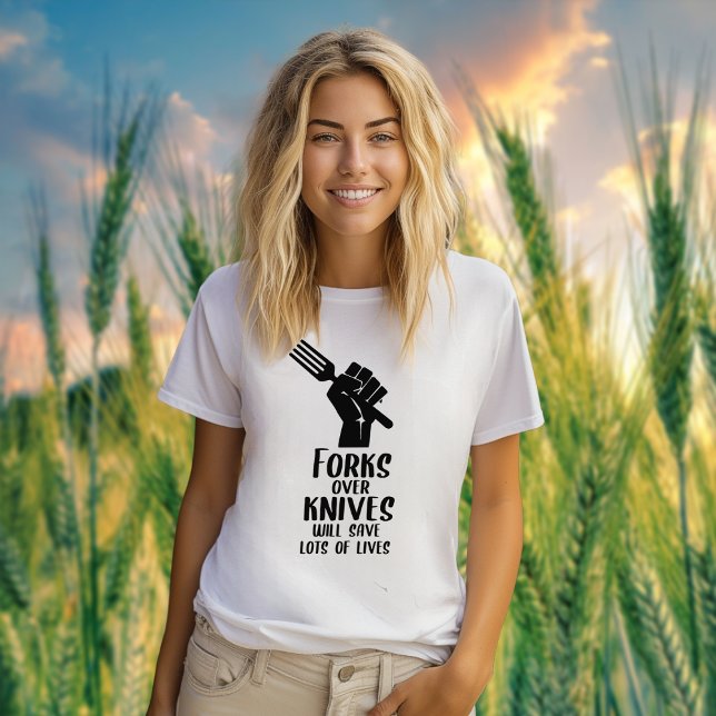 Camiseta Forks sobre Knives, Ativismo Vegano (Criador carregado)