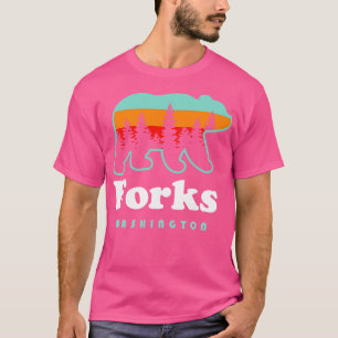 Camiseta Forks Washington Montanhas Retro Bear Férias