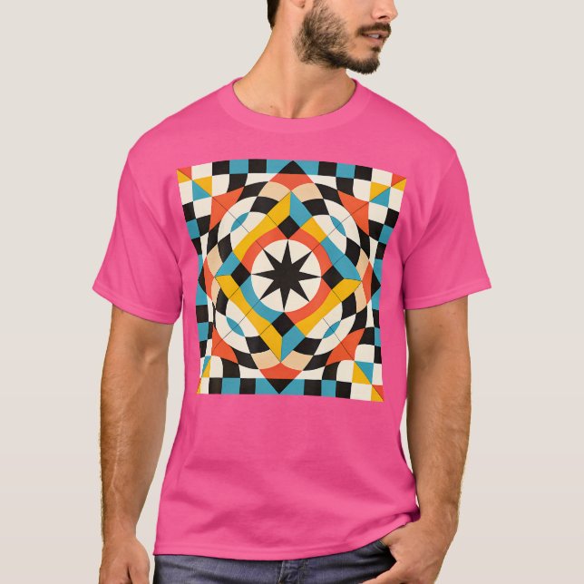 Camiseta Forma Circular Ilusão Óptica Multicolor Com Est (Frente)
