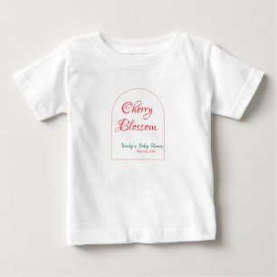 Camiseta Forma de arco de flor de cerejeira vermelha verde 