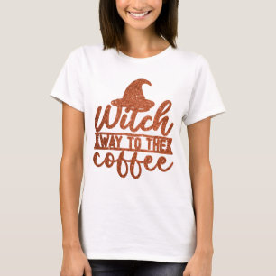 Camiseta Forma De Bruxa De Café Laranja