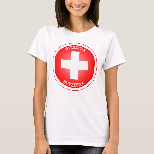 Camiseta Forma de Círculo Cruzado Suiço Svizzera (Frente)