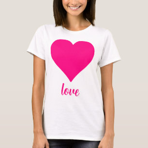 Camiseta Forma de Coração de Amor Rosa