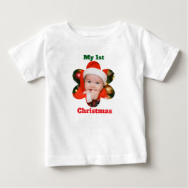 Camiseta Forma de Flor Meu 1º Natal Foto