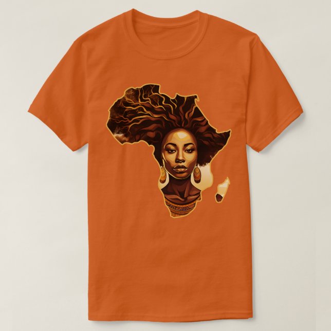 Camiseta Forma de Mapa da África Melanina (Frente do Design)