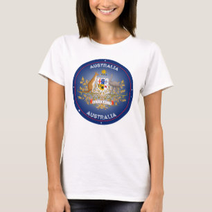 Camiseta Forma do Círculo Casaco de Armas da Austrália