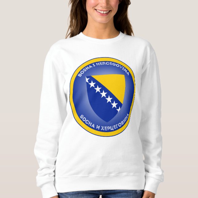 Camiseta Forma do Círculo Casaco de Armas da Bósnia e Herze (Frente)