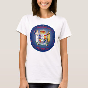 Camiseta Forma do Círculo Casaco de Armas da Nova Zelândia
