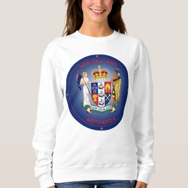 Camiseta Forma do Círculo Casaco de Armas da Nova Zelândia (Frente)