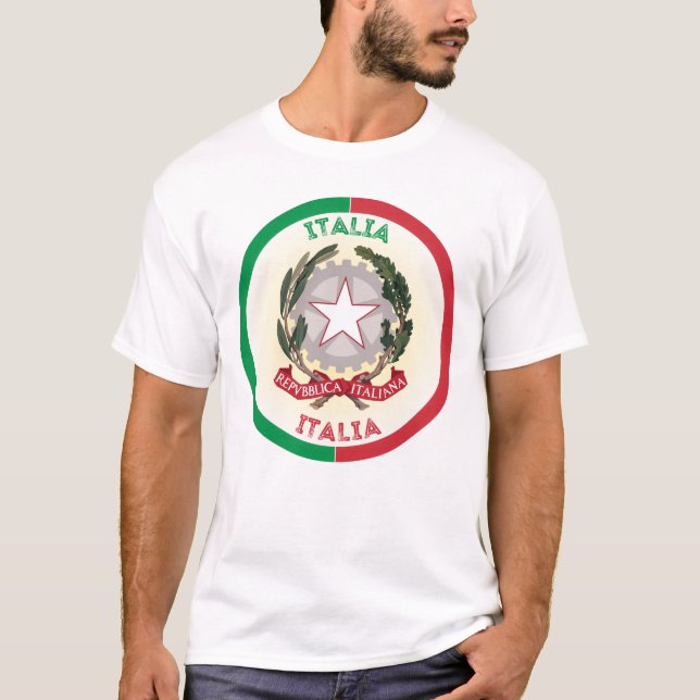 Camiseta Forma do Círculo Emblem Nacional da Itália (Frente)