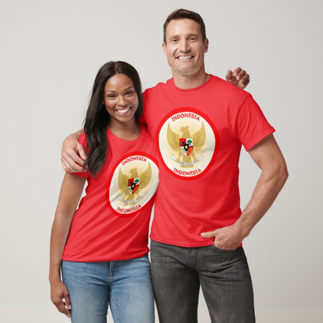 Camiseta Forma do Círculo Emblema Nacional da Indonésia (Unissex)