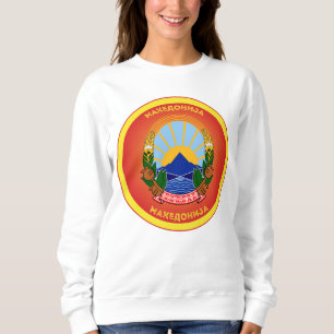 Camiseta Forma do Círculo Emblema Nacional da Macedônia do