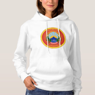 Camiseta Forma do Círculo Emblema Nacional da Macedônia do