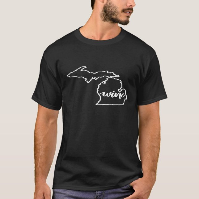 Camiseta Forma do Estado do Vinho de Michigan (Frente)