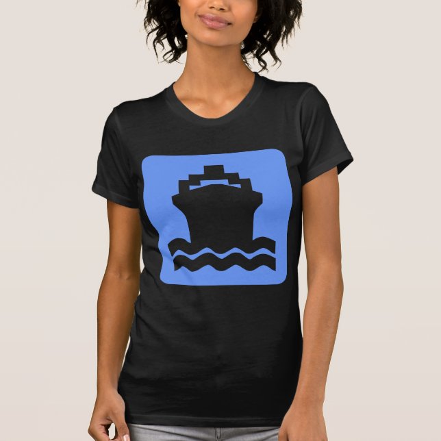 Camiseta Forma do navio - Azul bebê (Frente)