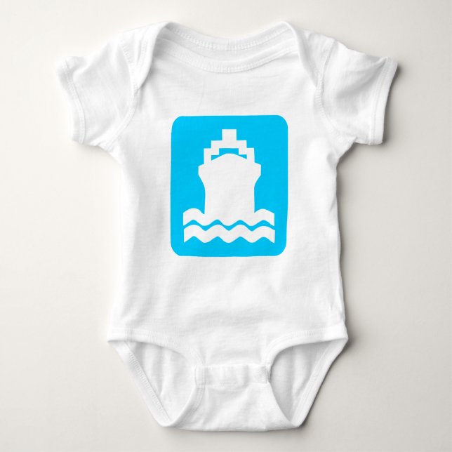 Camiseta Forma do navio - Azul-céu (Frente)