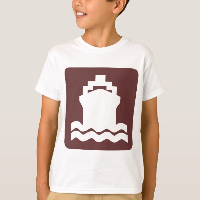 Camiseta Forma do navio - Castanho Escuro (Frente)