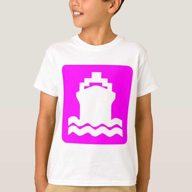 Camiseta Forma do navio - Magenta (Frente)