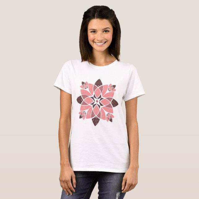 Camiseta Forma floral colorida da safra (Frente Completa)