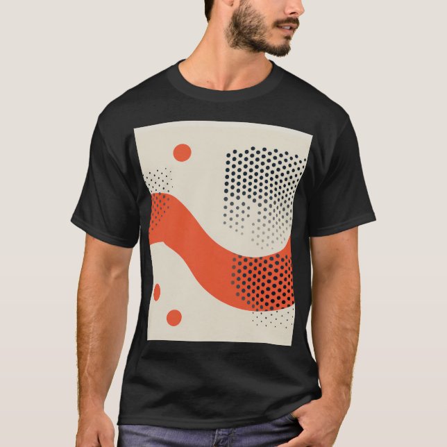 Camiseta Forma laranja ondulada com pontos pretos (Frente)