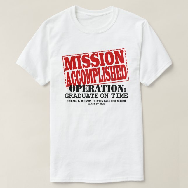Camiseta Formando de Operação da MISSÃO CONCLUÍDA no Tempo (Frente do Design)