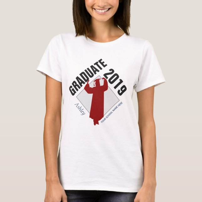 Camiseta formando feminino de 2019 com nome, ano e escola (Frente)