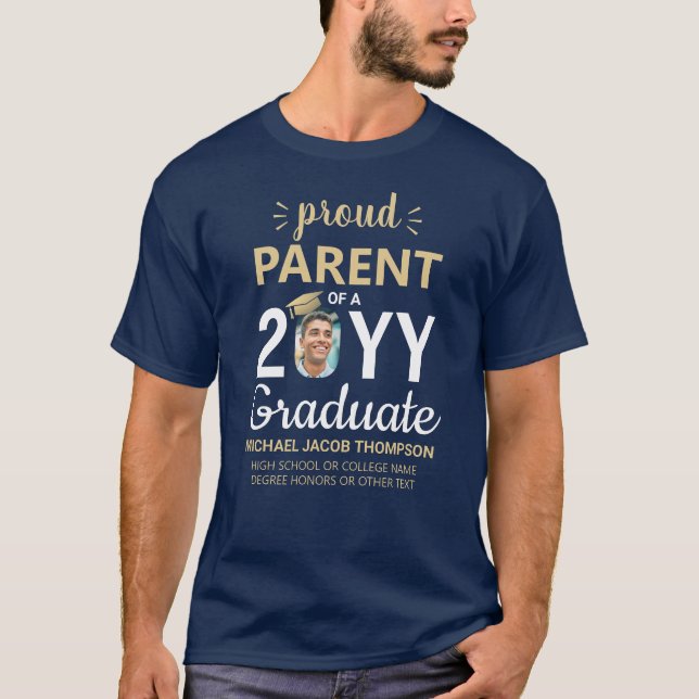 Camiseta Formando Graduação de Foto Ano Ortográfico Pai Org (Frente)