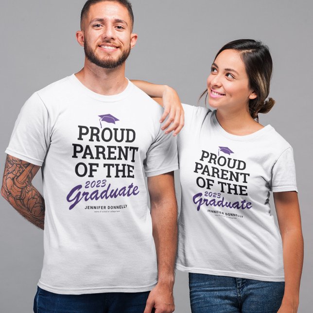 Camiseta Formando Negro Roxo Preto da Família-Pai Orgulhosa (Criador carregado)