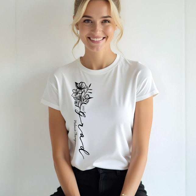 Camiseta Formando Personalizado de Script de Formando Moder (Floral Sketch Modern Grad Script Personalized Grad Tri-Blend Shirt)