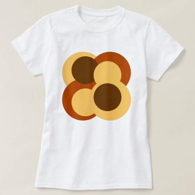 Camiseta Formas circulares geométricas de Abstrato 70s (Frente do Design)