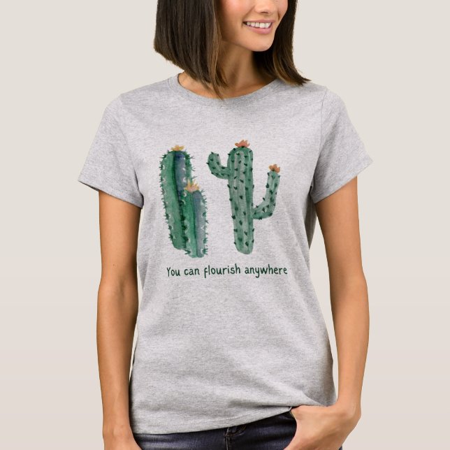 Camiseta Formas de Cactos de Aquarela (Frente)