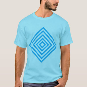Camiseta - Formas de Diamante Concêntricos em Aqua