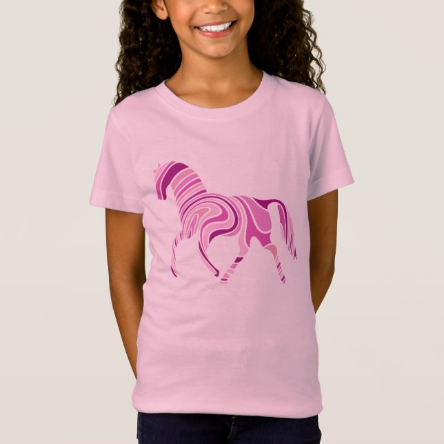 Camiseta Formas de Rosa Estirpadas com Cavalo Rosa (Frente)