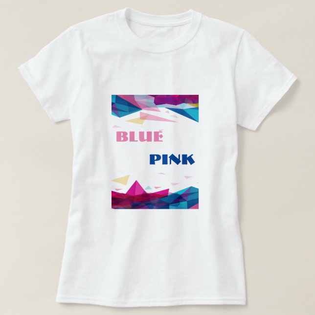 Camiseta Formas de visão cor-de-rosa azul (Frente do Design)