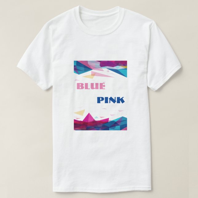 Camiseta Formas de visão cor-de-rosa azul (Frente do Design)