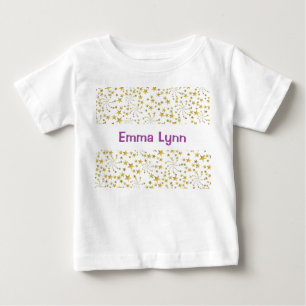 Camiseta Formas Douradas e Bonitas Flor Fireworks Nome Pers