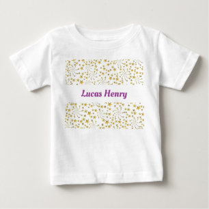 Camiseta Formas Douradas e Bonitas Flor Fireworks Nome Pers