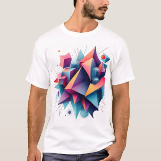 Camiseta Formas futurísticas Abstrato Geométricas com Neon 
