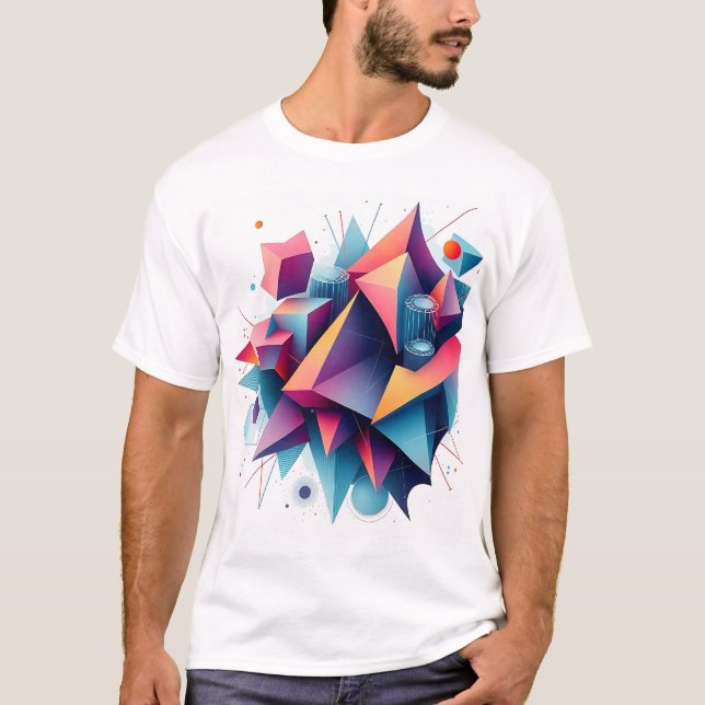Camiseta Formas futurísticas Abstrato Geométricas com Neon  (Frente)
