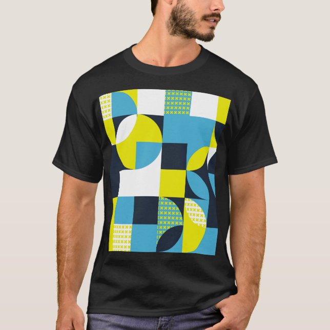 Camiseta Formas geométricas, fundo abstrato colorido. (Frente)