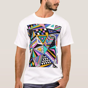 Camiseta Formas Geométricas Retroativas: Vintagem Colorida.