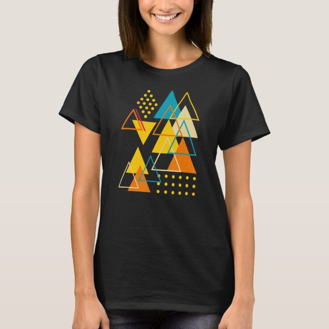 Camiseta Formas Geométricas Triângulos de Vintagem Modernos (Frente)