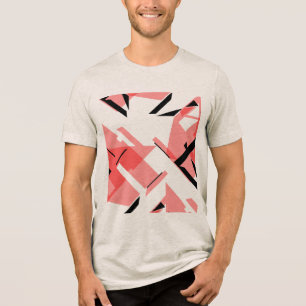 Camiseta Formas Negras Vermelhas Claras Abstrato Art MCM in