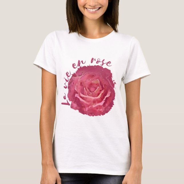 Camiseta Formas Rosa De Água, Vermelhas E Rosa (Frente)