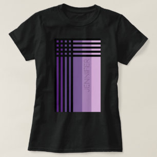Camiseta Formas Roxas E Listras Negras Nome Personalizado